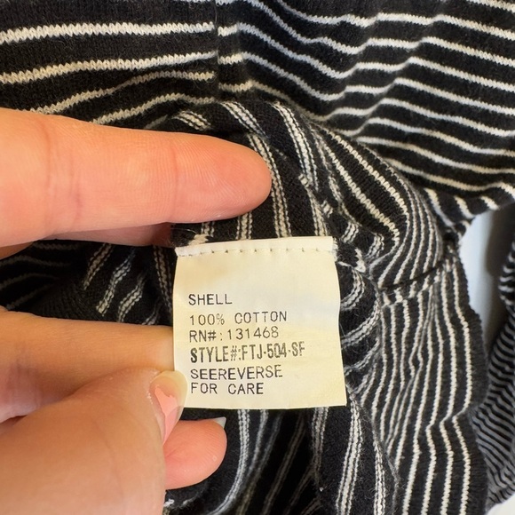 Fate Black and White Striped Button Down Cardigan V-Neck Women’s Size Small - Picture 7 of 12